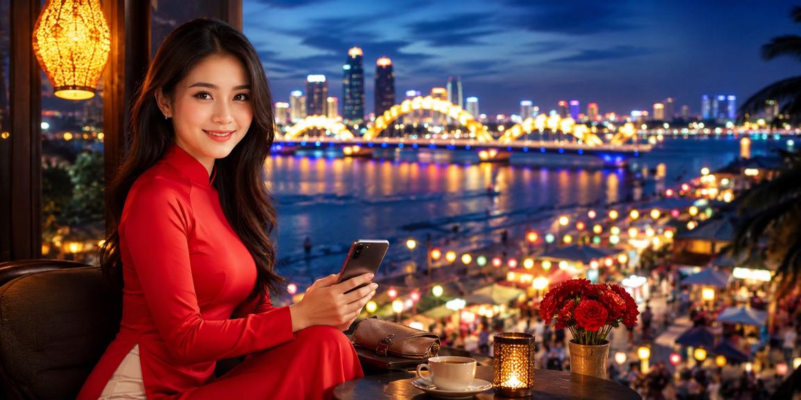 Cô gái áo dài nhận thưởng đăng ký tại Đà Nẵng với không gian lễ hội sôi động
