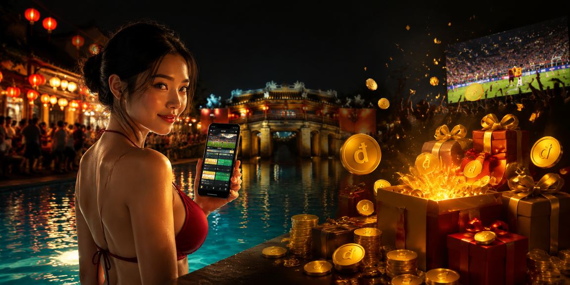 Không gian casino ứng dụng sôi động tại chợ đêm Hội An về đêm