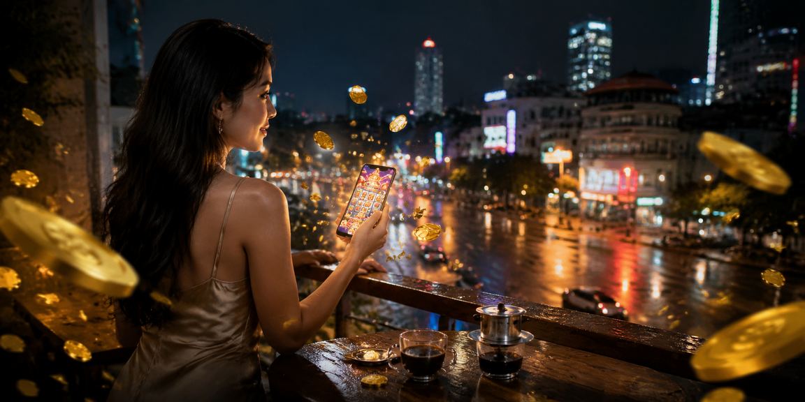 Không gian cá cược casino trực tuyến sôi động với ánh đèn neon Việt Nam